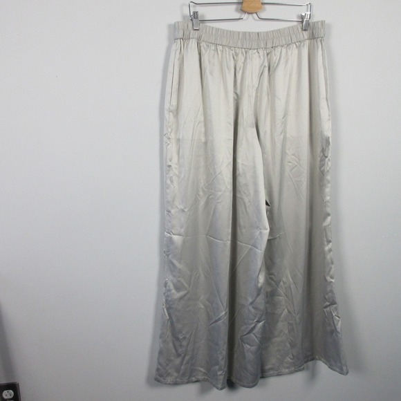 Marla Wynne Beauty And The Beast Palazzo Pants Women 1X Grey Satin Designer 274 - Picture 2 of 12